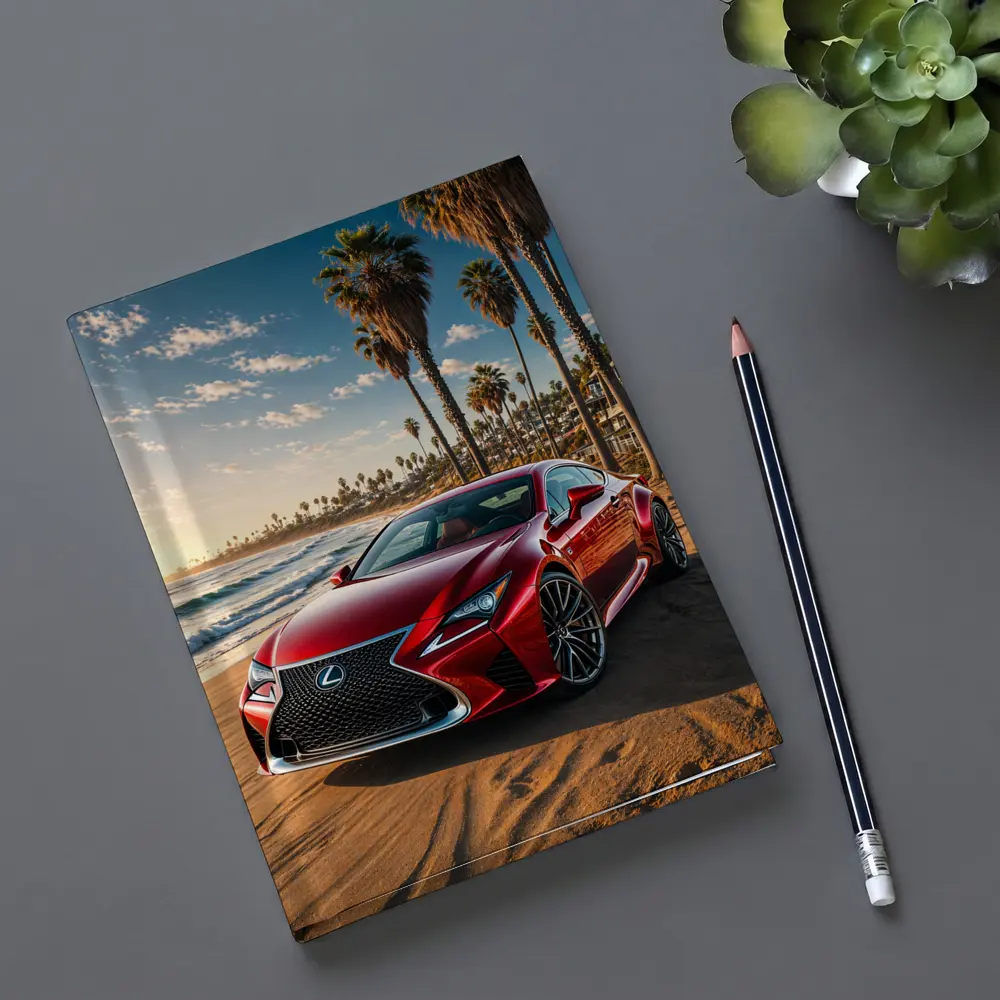Lexus RC Red Coupe Beach Sunset – Notebooks