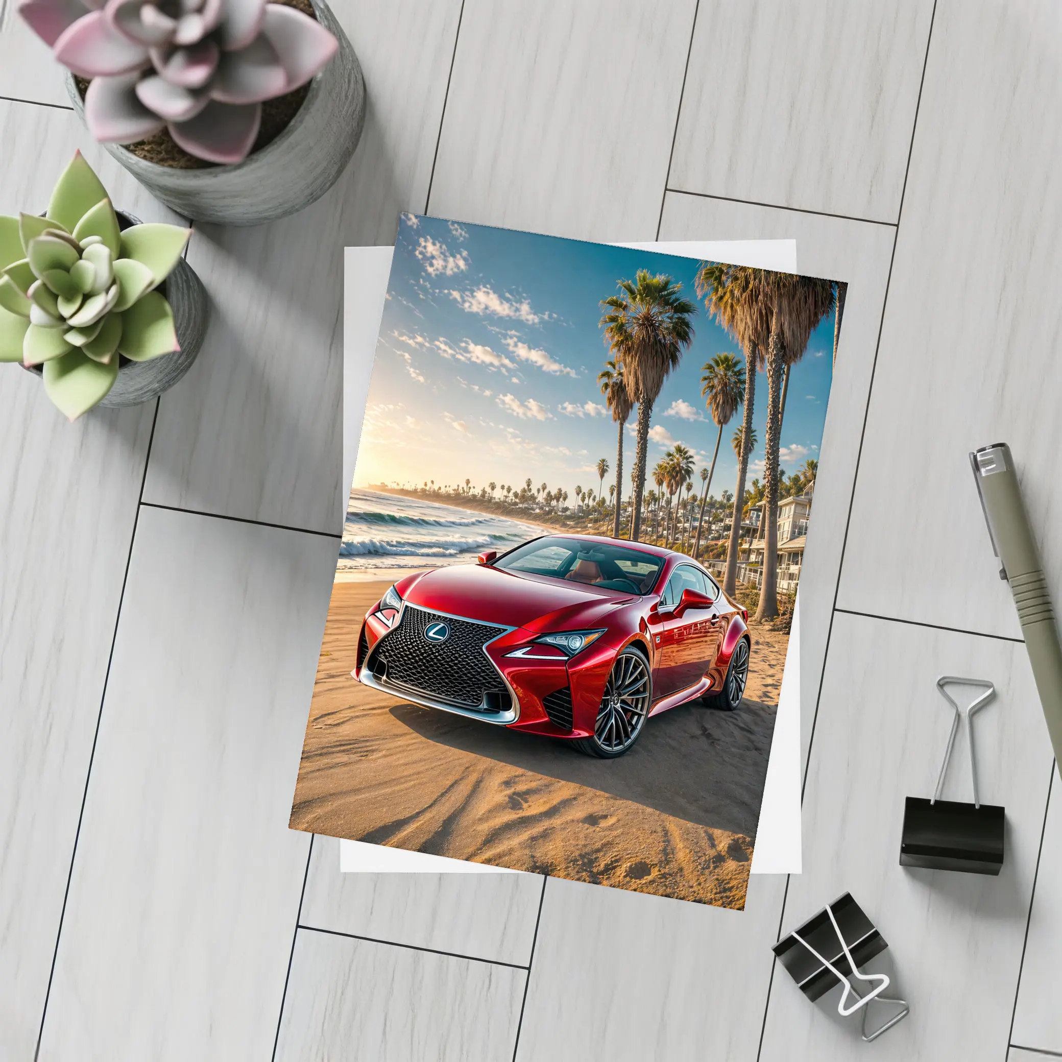 Lexus RC Red Coupe Beach Sunset – Postcards