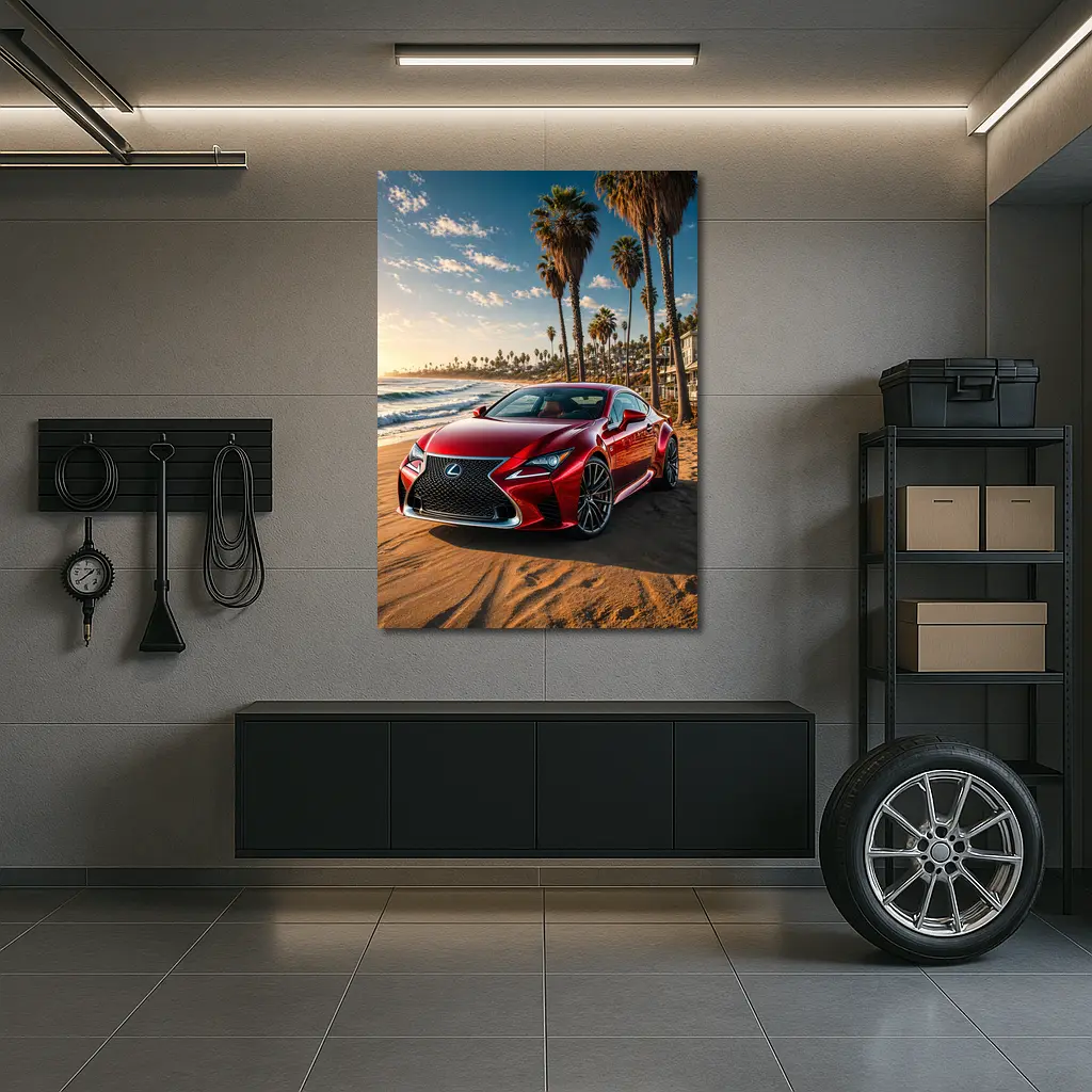 Lexus RC Red Coupe Beach Sunset – Wall Art