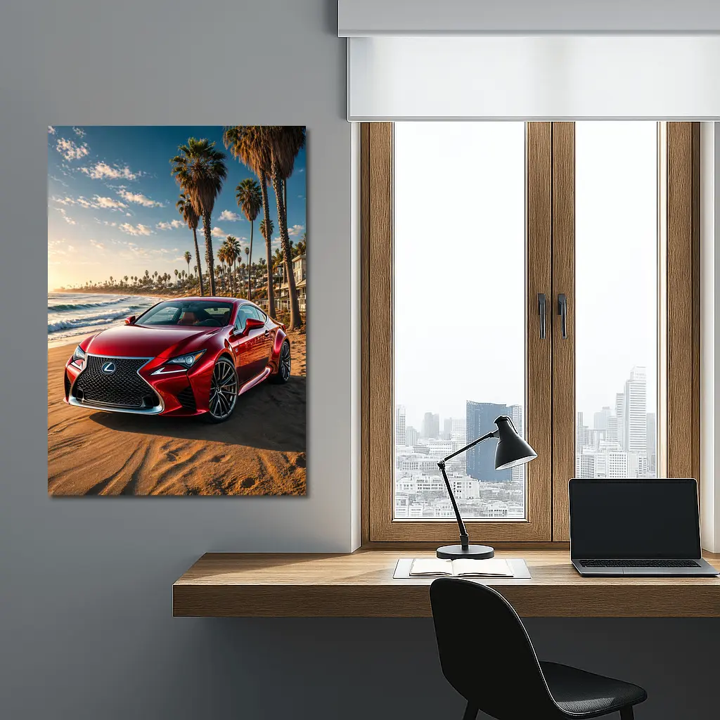 Lexus RC Red Coupe Beach Sunset – Wall Art