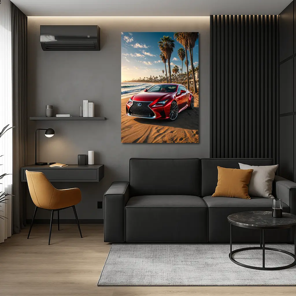 Lexus RC Red Coupe Beach Sunset – Wall Art