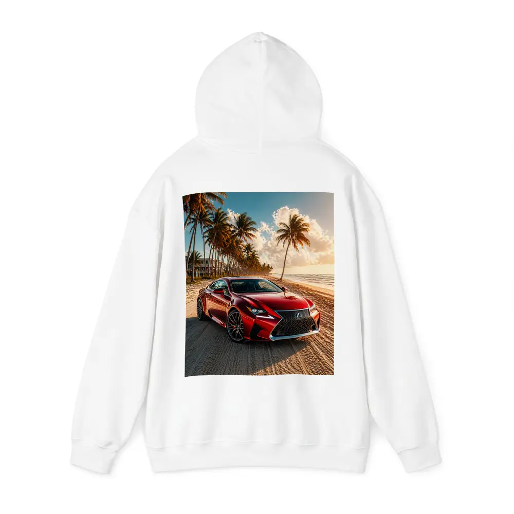 Lexus RC Red Coupe Beach Palm Trees – Hoodies