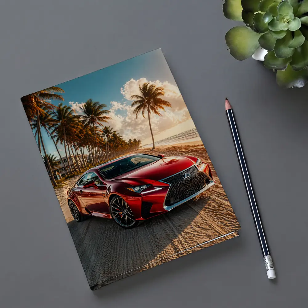 Lexus RC Red Coupe Beach Palm Trees – Notebooks