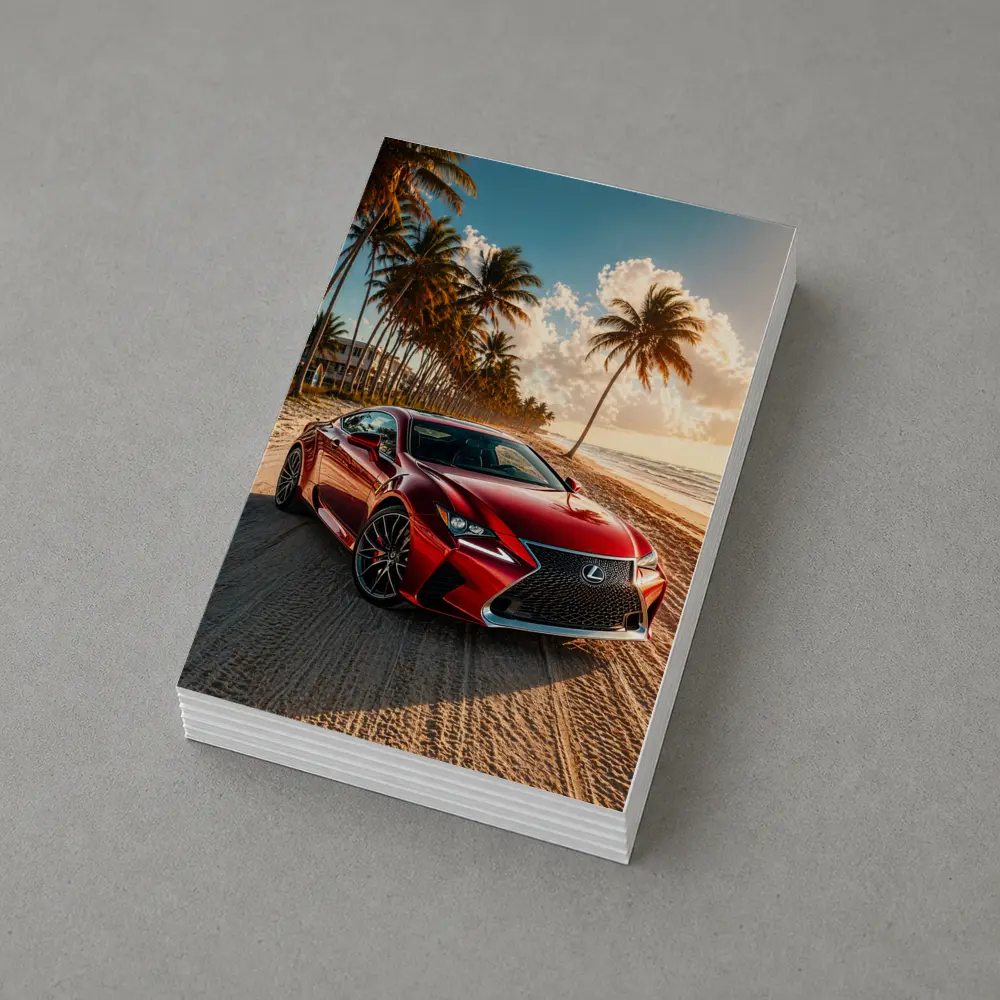 Lexus RC Red Coupe Beach Palm Trees – Postcards