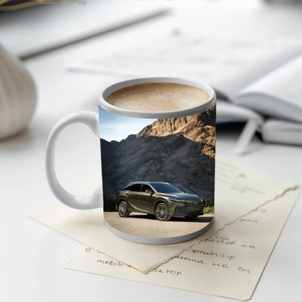 Lexus RX Green SUV Mountain Desert Setting – Mugs
