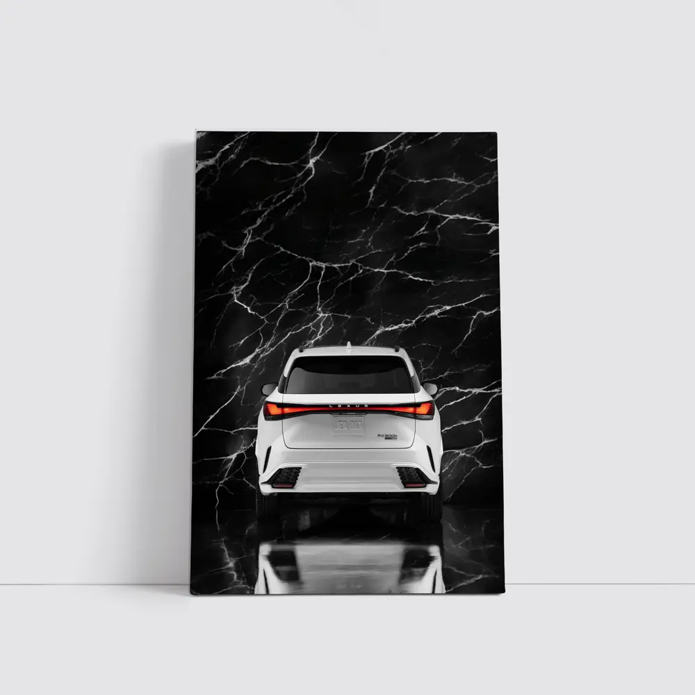 Lexus RX White SUV Black Marble Background – Wall Art