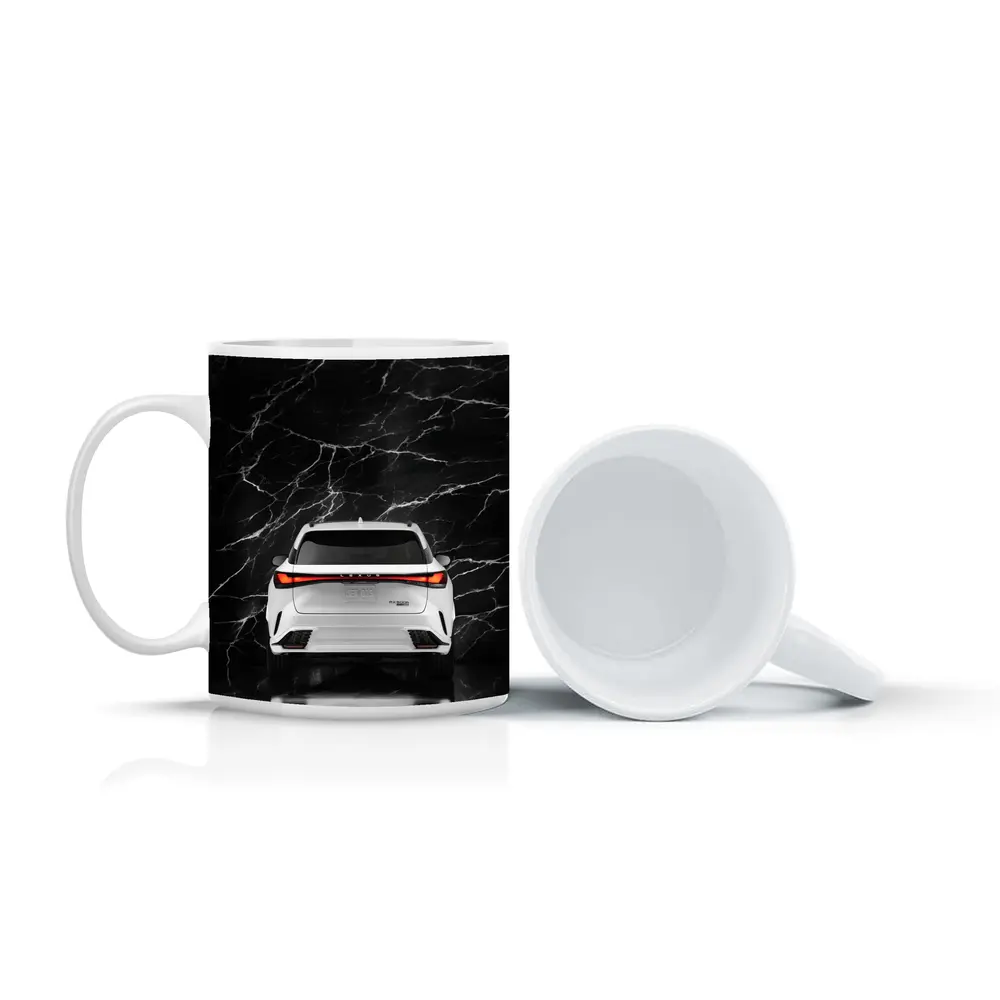 Lexus RX White SUV Black Marble Background – Mugs