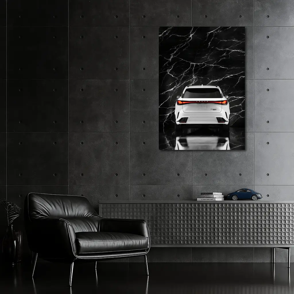 Lexus RX White SUV Black Marble Background – Wall Art