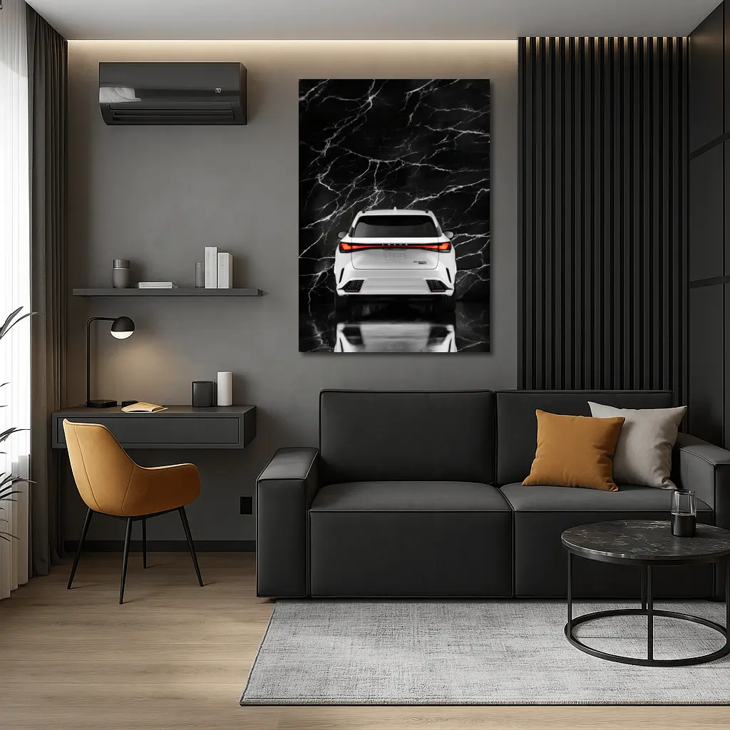 Lexus RX White SUV Black Marble Background – Wall Art