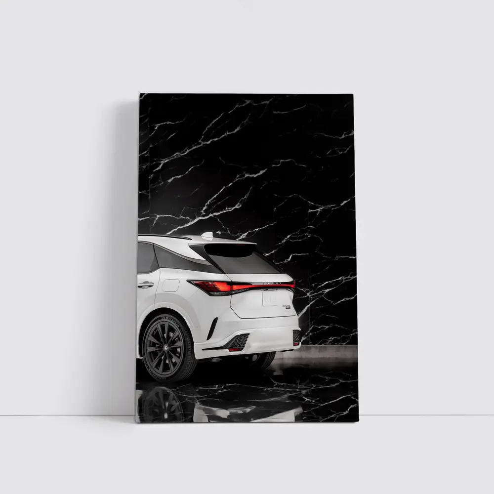 Lexus RX White SUV Black Marble Background – Wall Art