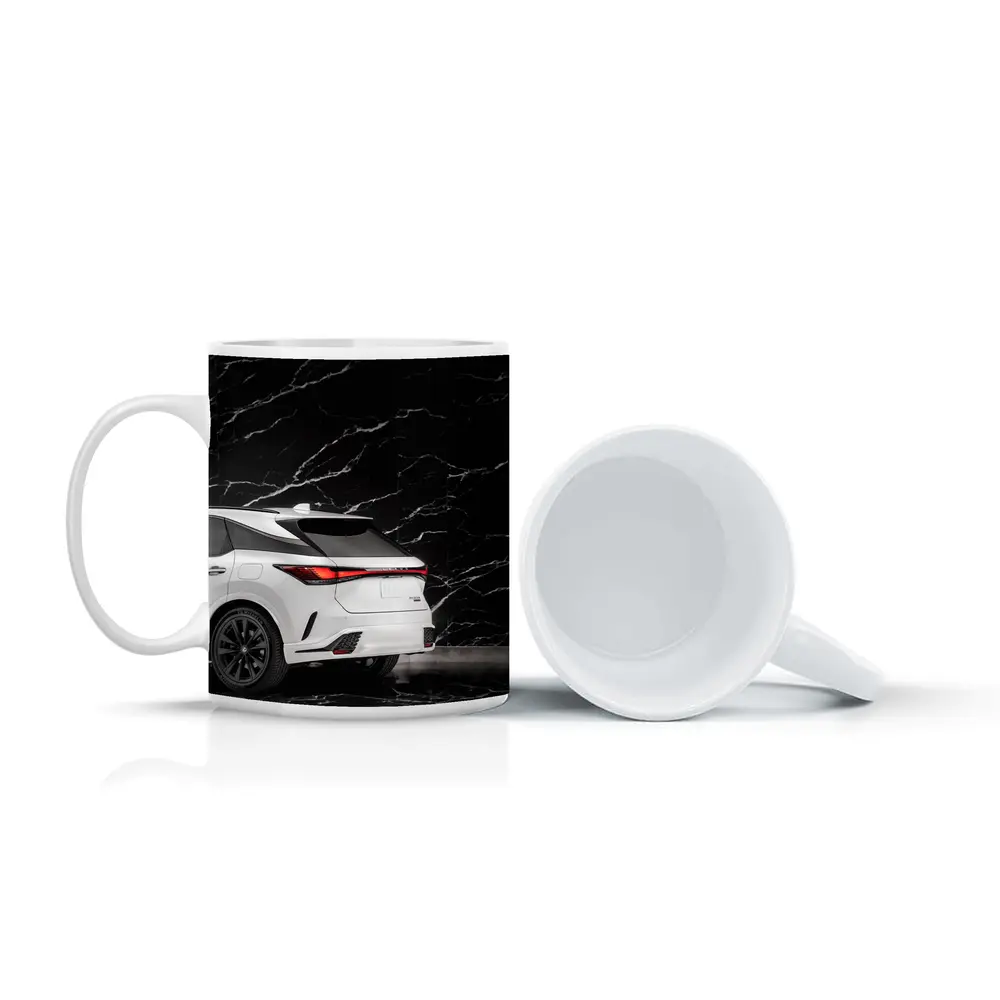 Lexus RX White SUV Black Marble Background – Mugs