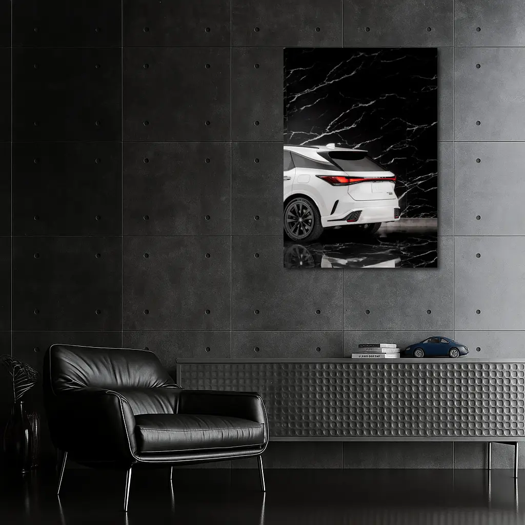Lexus RX White SUV Black Marble Background – Wall Art