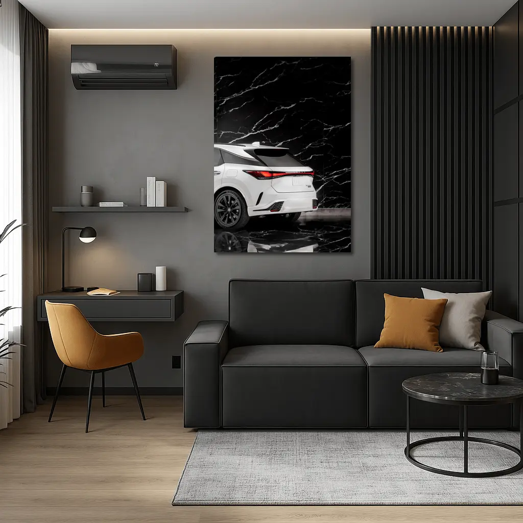 Lexus RX White SUV Black Marble Background – Wall Art
