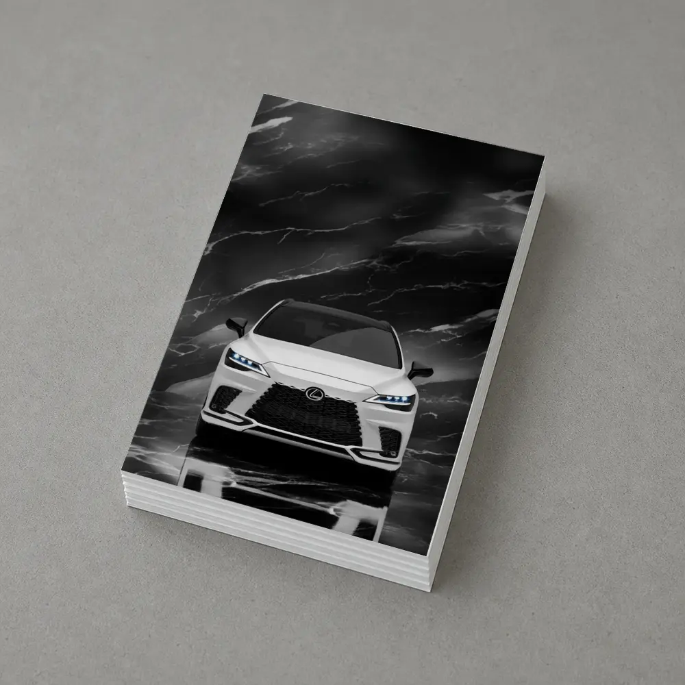 Lexus RX White Front View Black Marble – Postcards