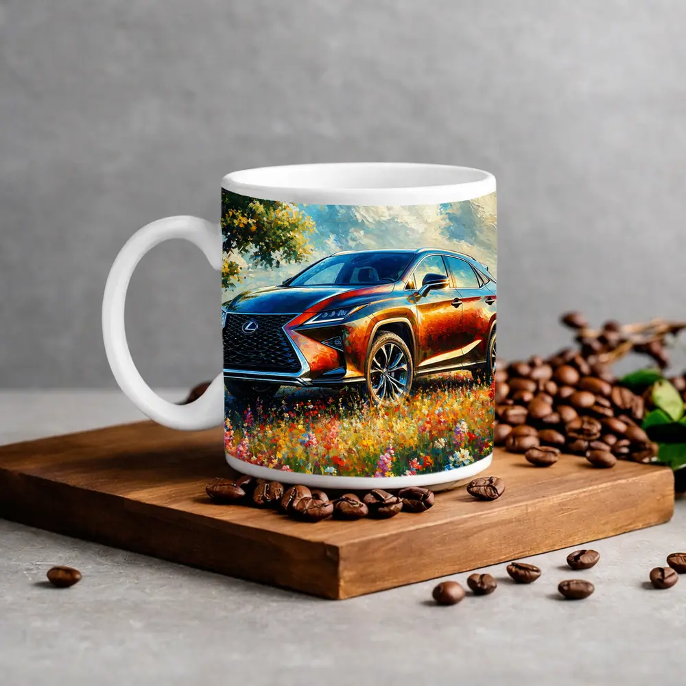 Lexus RX SUV Oil Painting Wildflower Field – Mugs