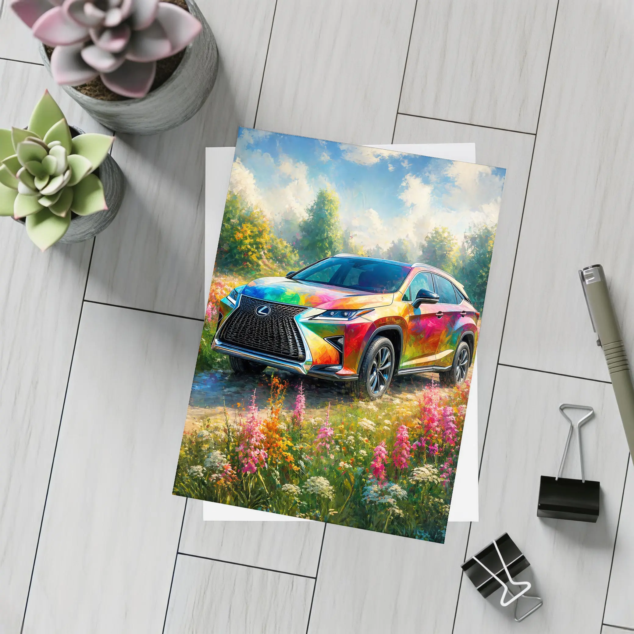 Lexus RX Colorful Art Floral Meadow – Postcards
