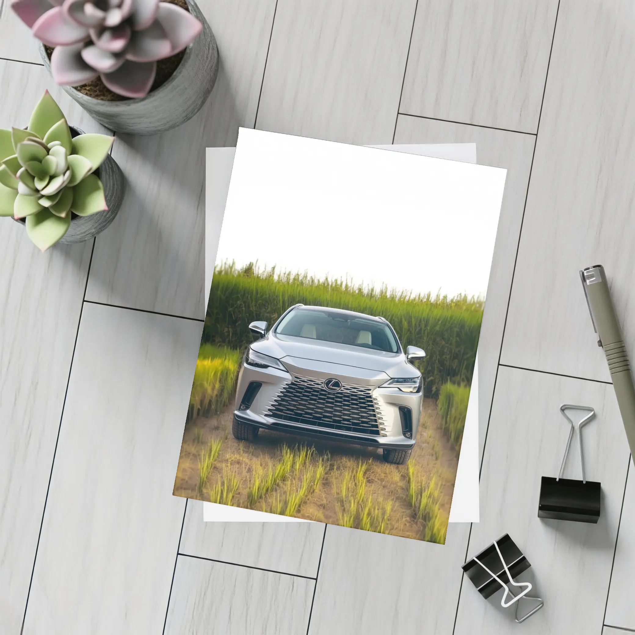 Lexus RX Silver SUV Green Field – Postcards
