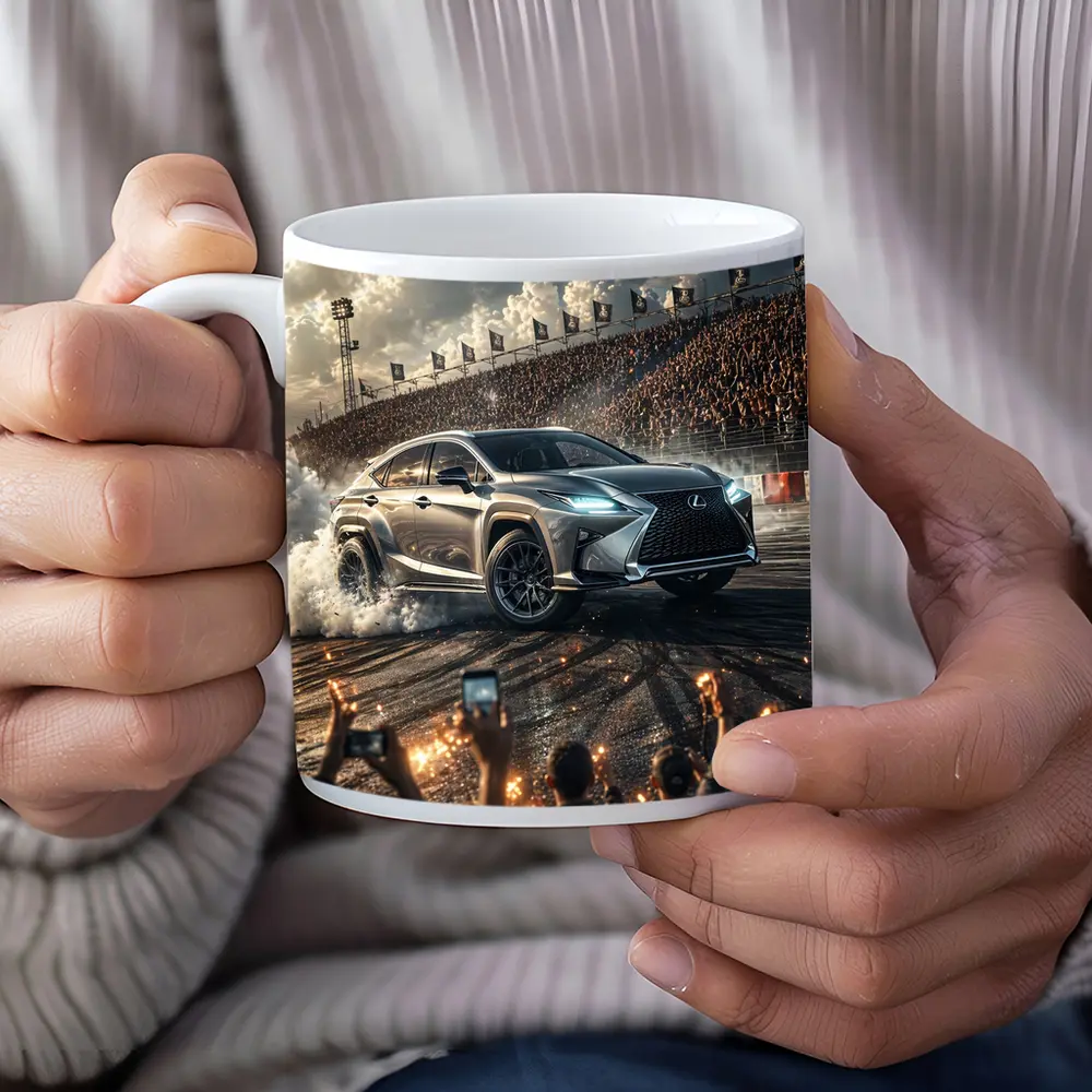 Lexus RX Drifting on Racing Track Crowd – Mugs