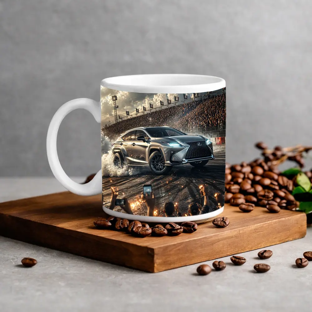 Lexus RX Drifting on Racing Track Crowd – Mugs