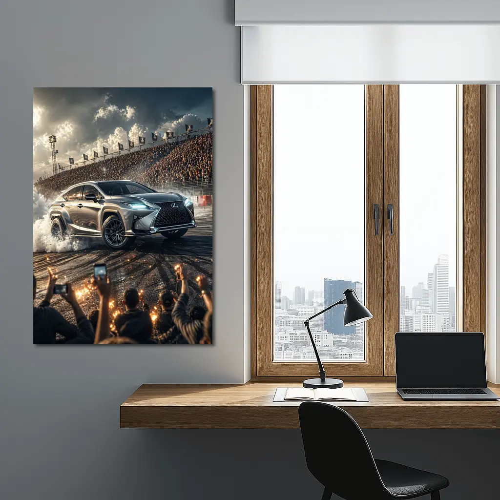 Lexus RX Drifting on Racing Track Crowd – Wall Art