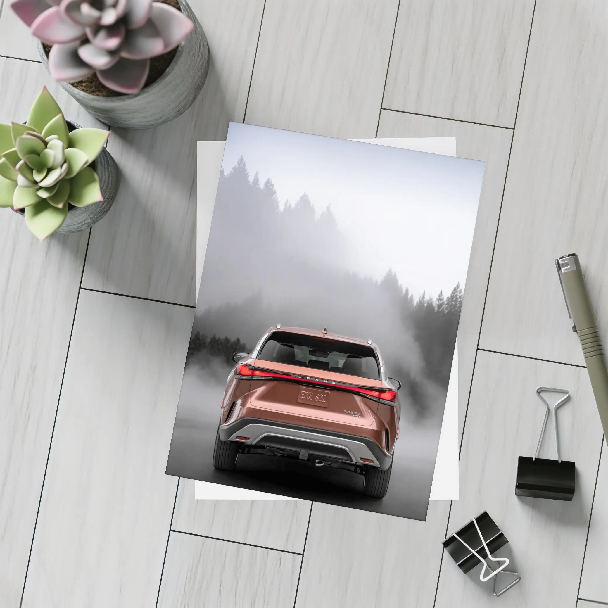Lexus RX Rear View Misty Forest – Postcards
