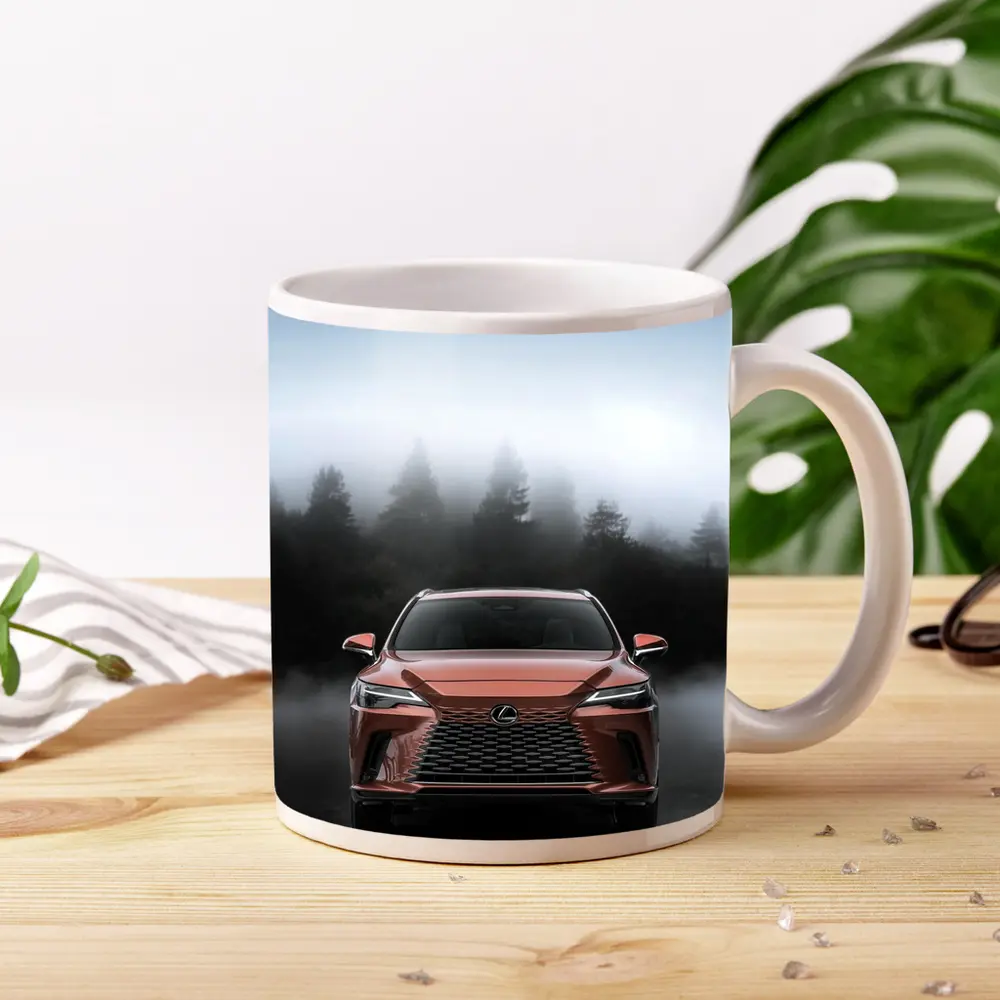 Lexus RX Orange Front View Foggy Forest – Mugs