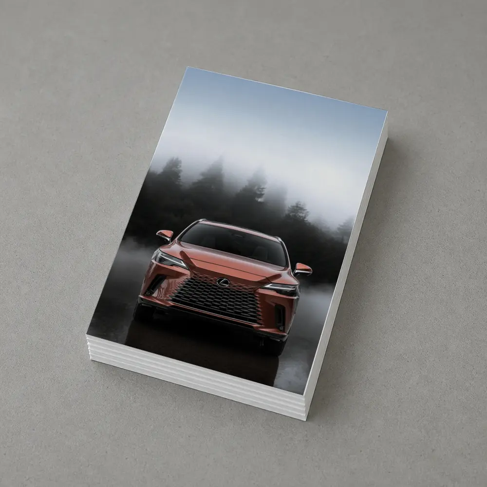 Lexus RX Orange Front View Foggy Forest – Postcards