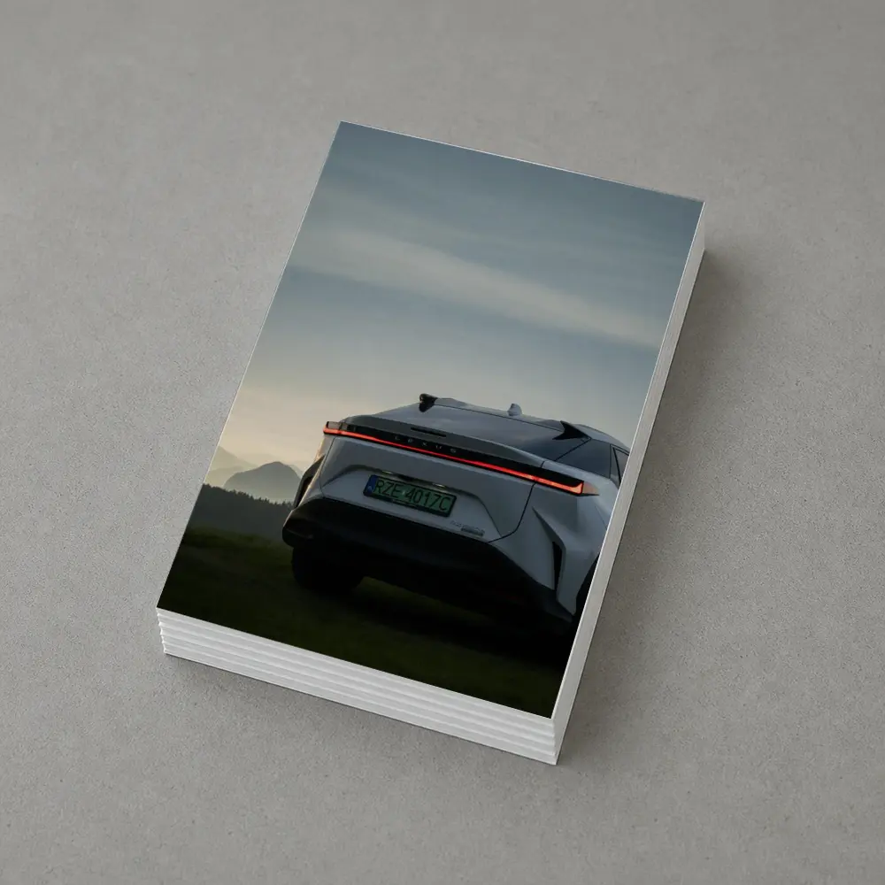 Lexus RZ Rear View Mountain Dusk – Postcards