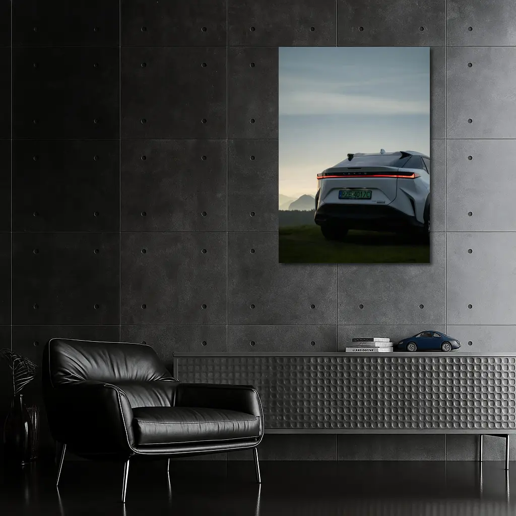 Lexus RZ Rear View Mountain Dusk – Wall Art