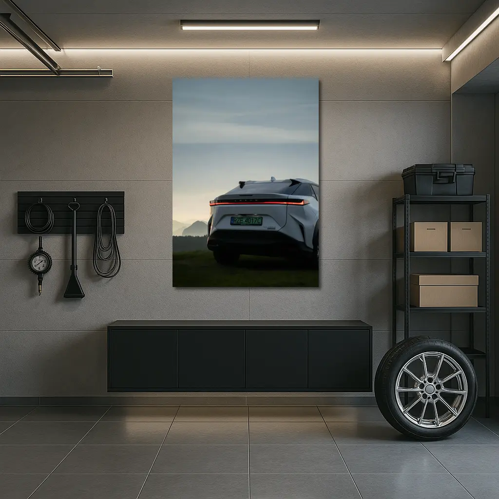 Lexus RZ Rear View Mountain Dusk – Wall Art