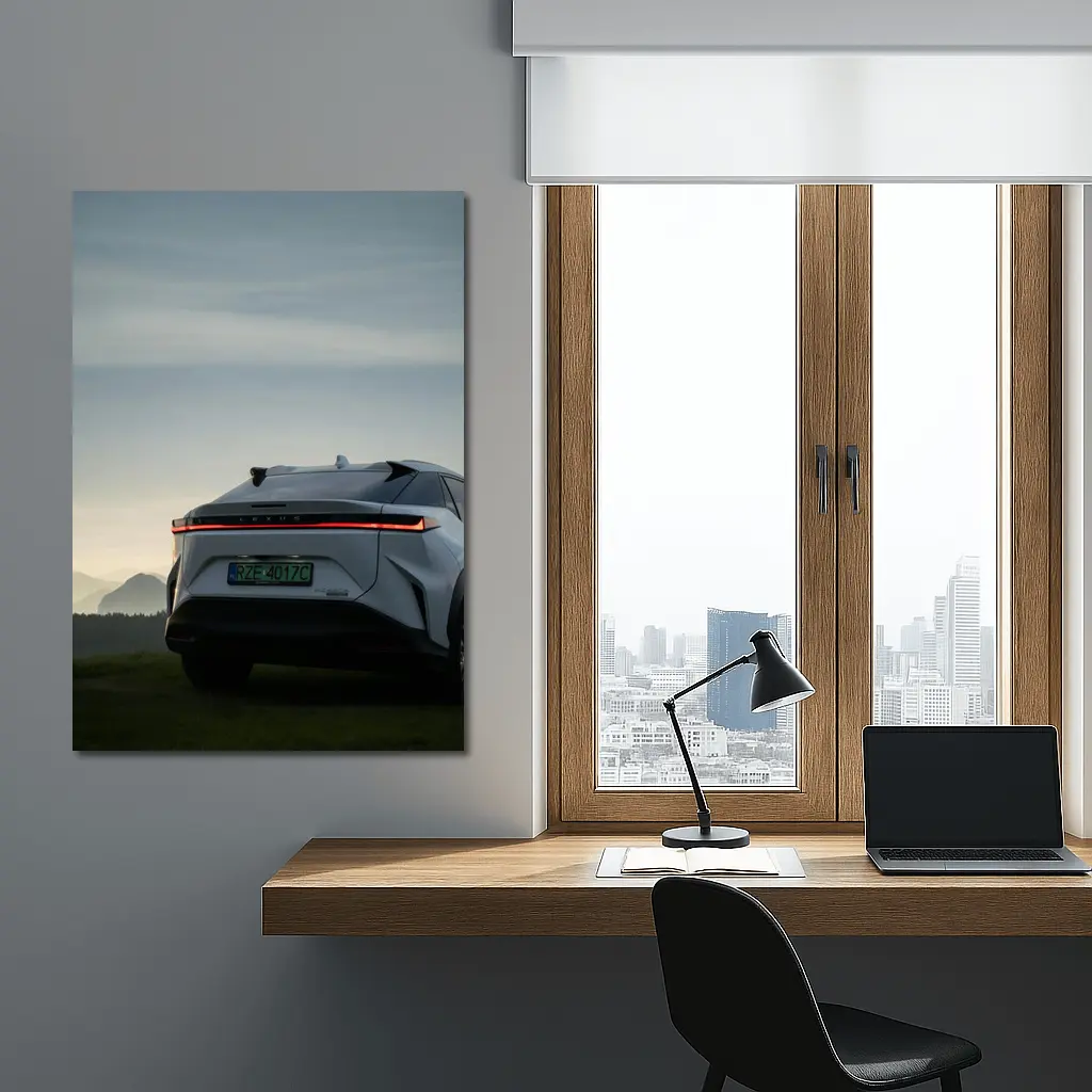 Lexus RZ Rear View Mountain Dusk – Wall Art