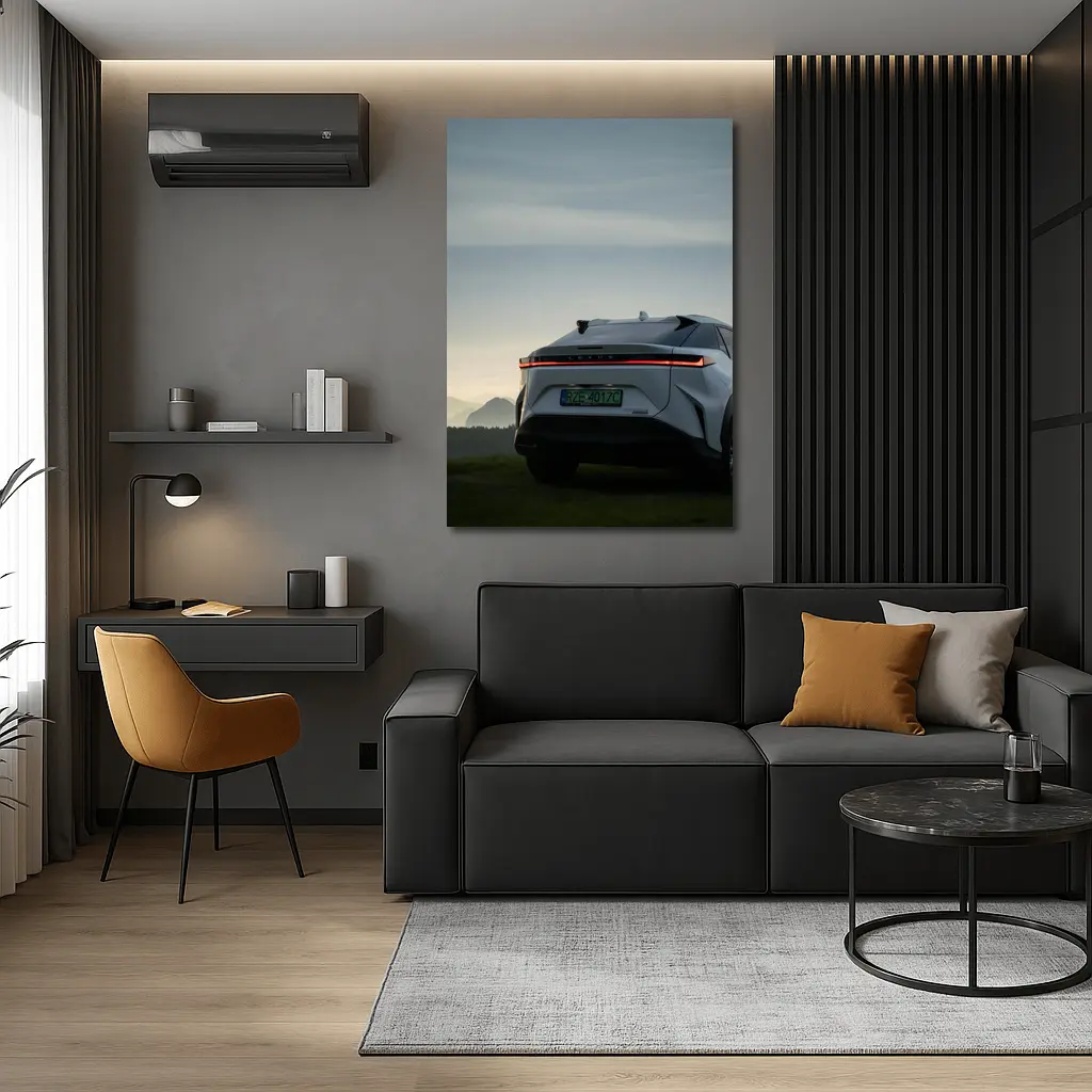 Lexus RZ Rear View Mountain Dusk – Wall Art