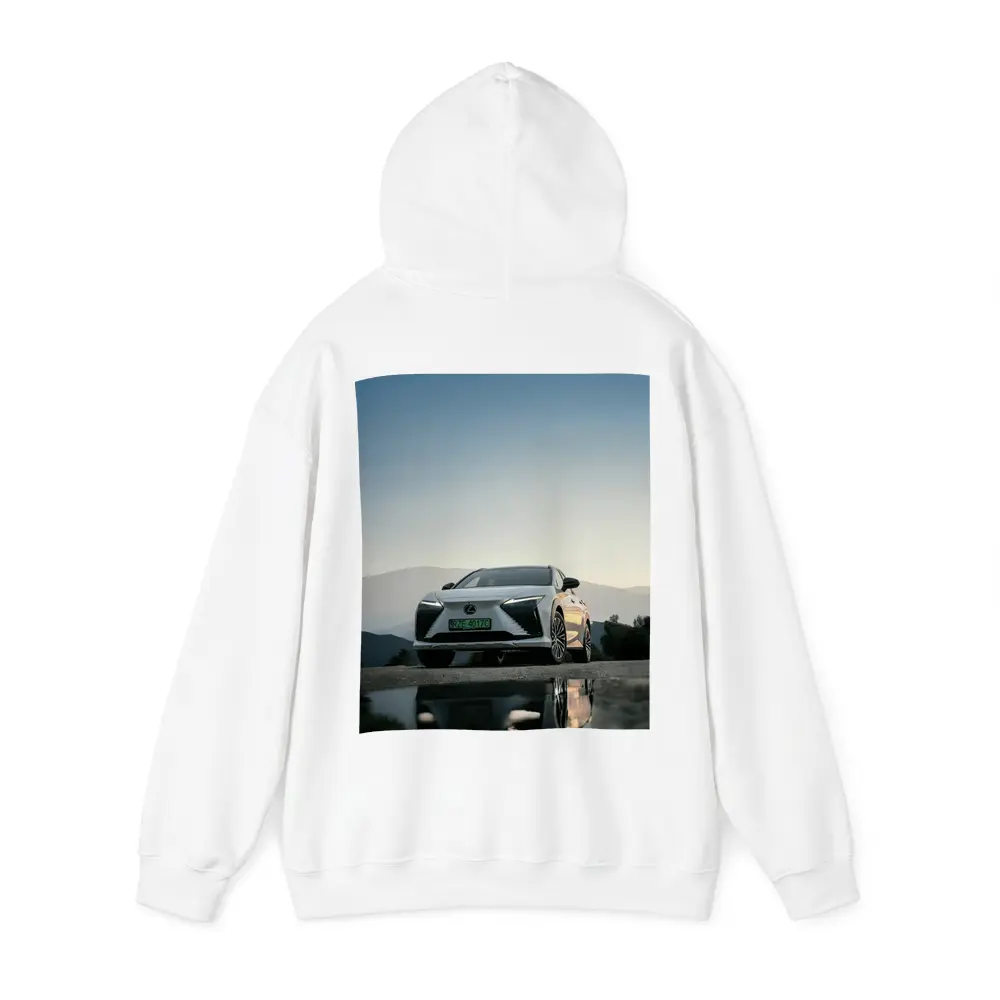 Lexus RZ White SUV Mountain Backdrop – Hoodies