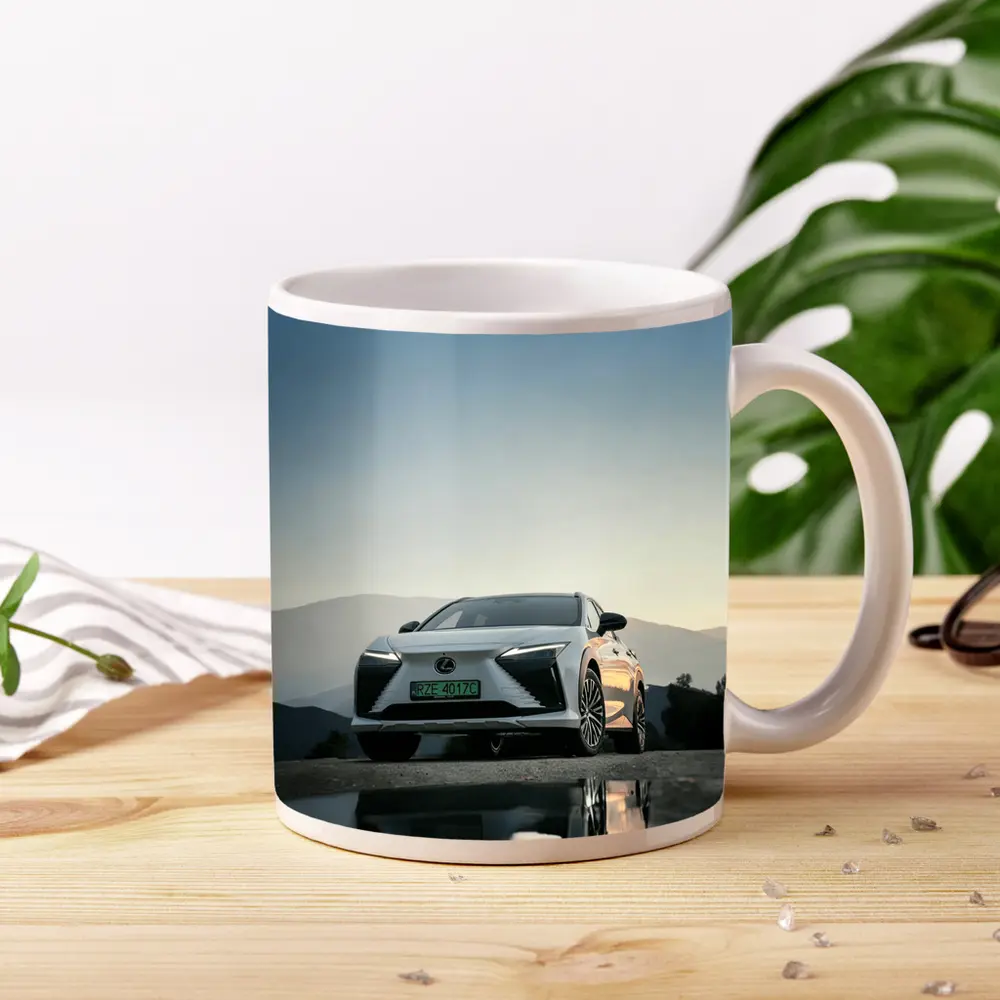 Lexus RZ White SUV Mountain Backdrop – Mugs