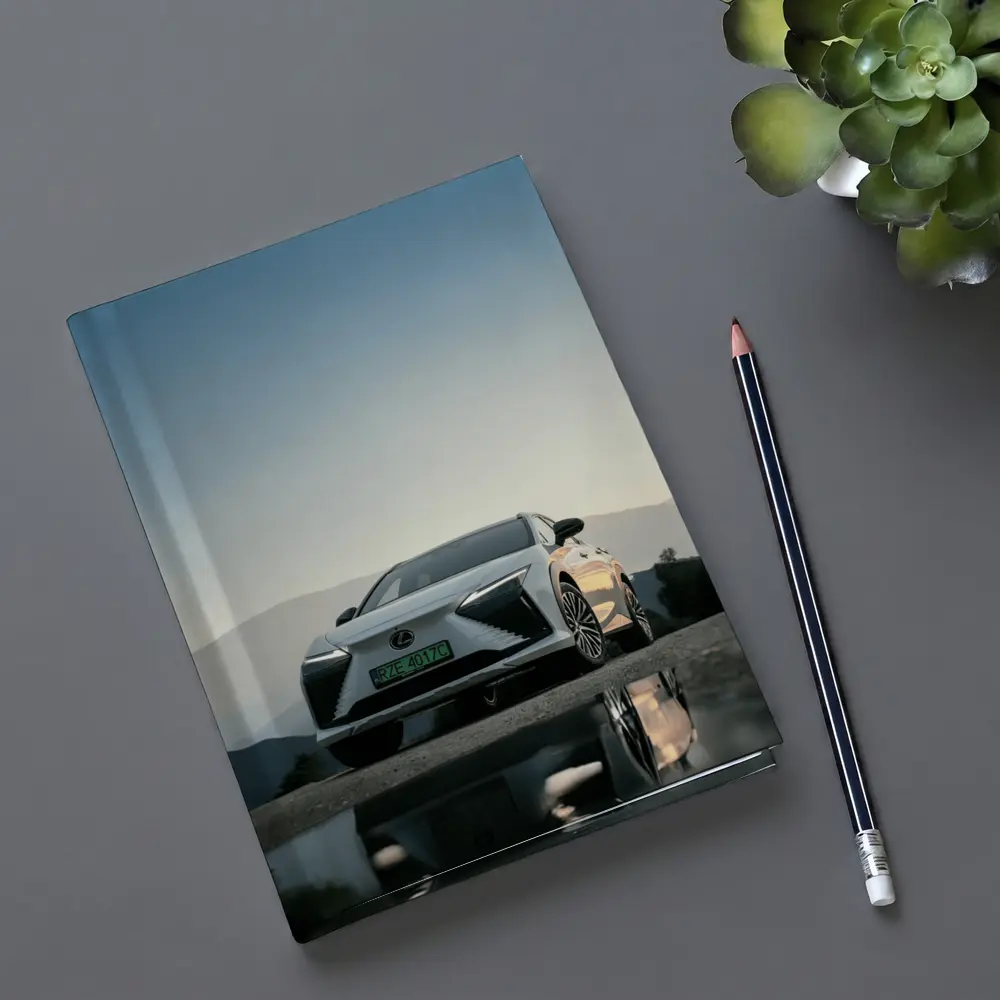 Lexus RZ White SUV Mountain Backdrop – Notebooks