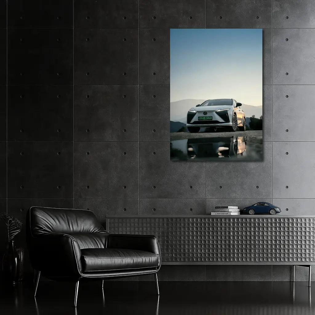 Lexus RZ White SUV Mountain Backdrop – Wall Art