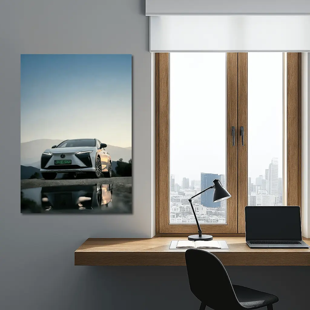Lexus RZ White SUV Mountain Backdrop – Wall Art