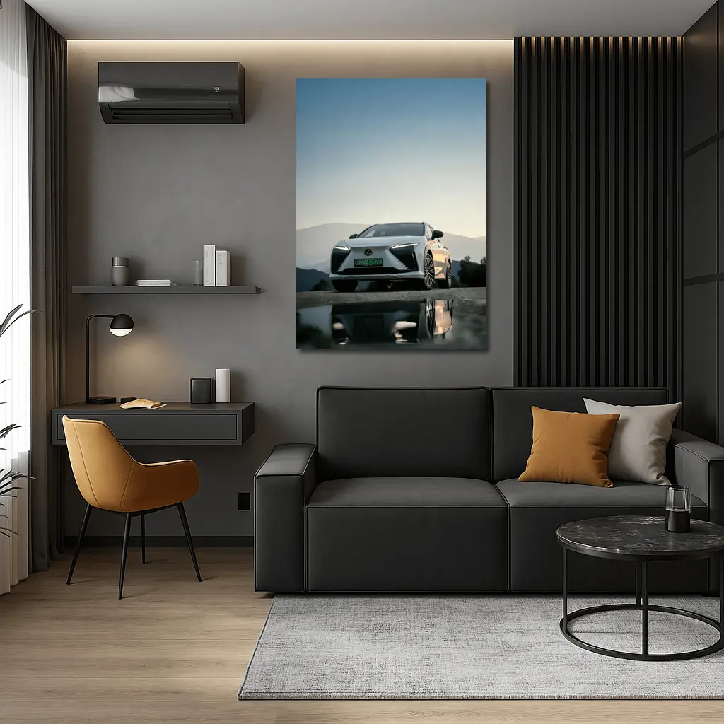 Lexus RZ White SUV Mountain Backdrop – Wall Art
