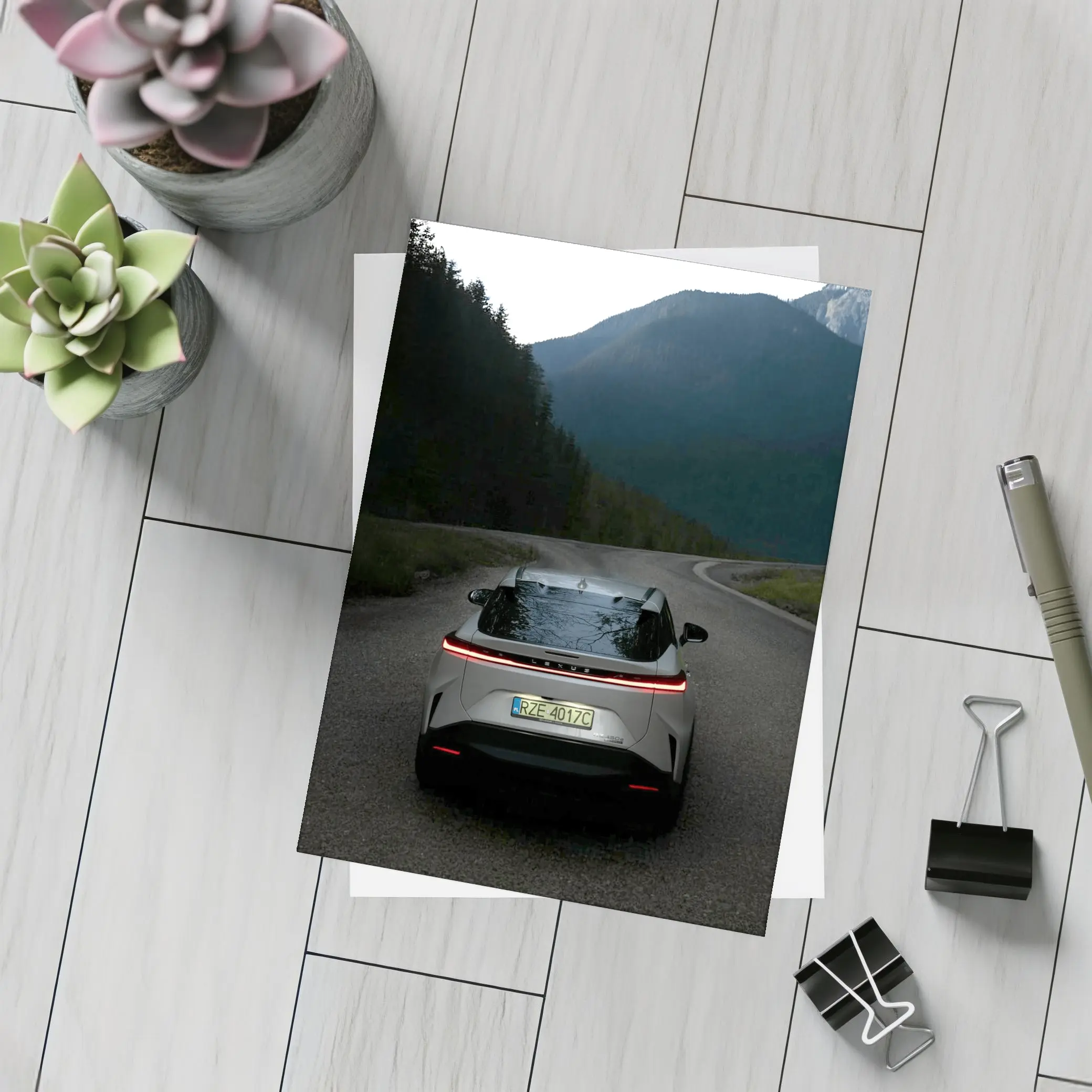 Lexus RZ On Mountain Road At Dusk – Postcards
