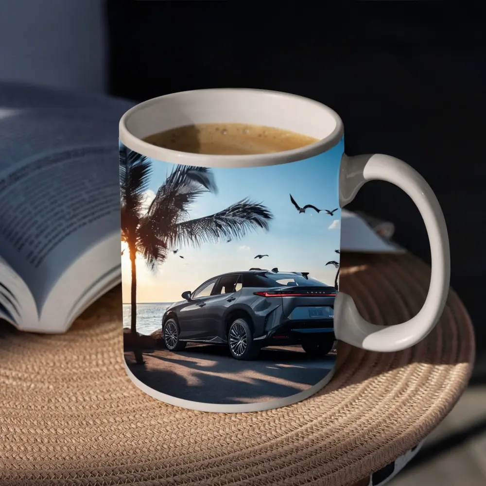 Lexus RZ Parked By Tropical Beach Sunset – Mugs