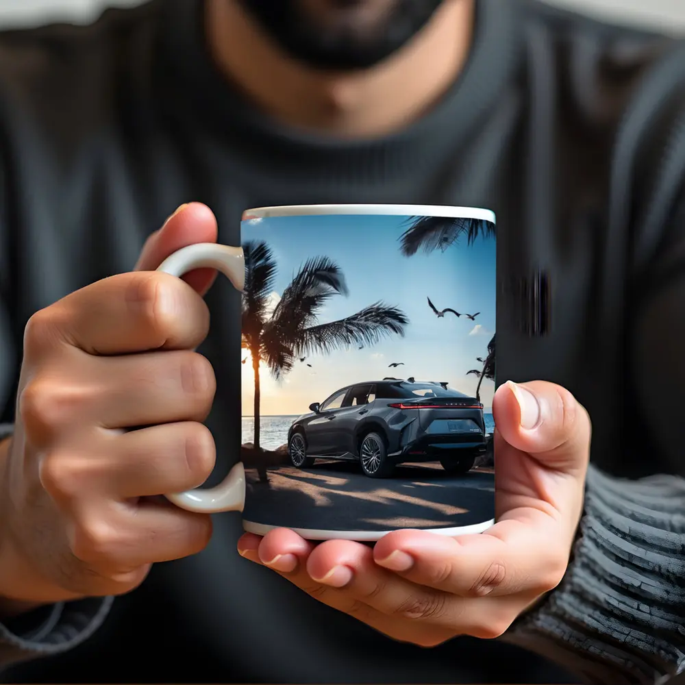 Lexus RZ Parked By Tropical Beach Sunset – Mugs