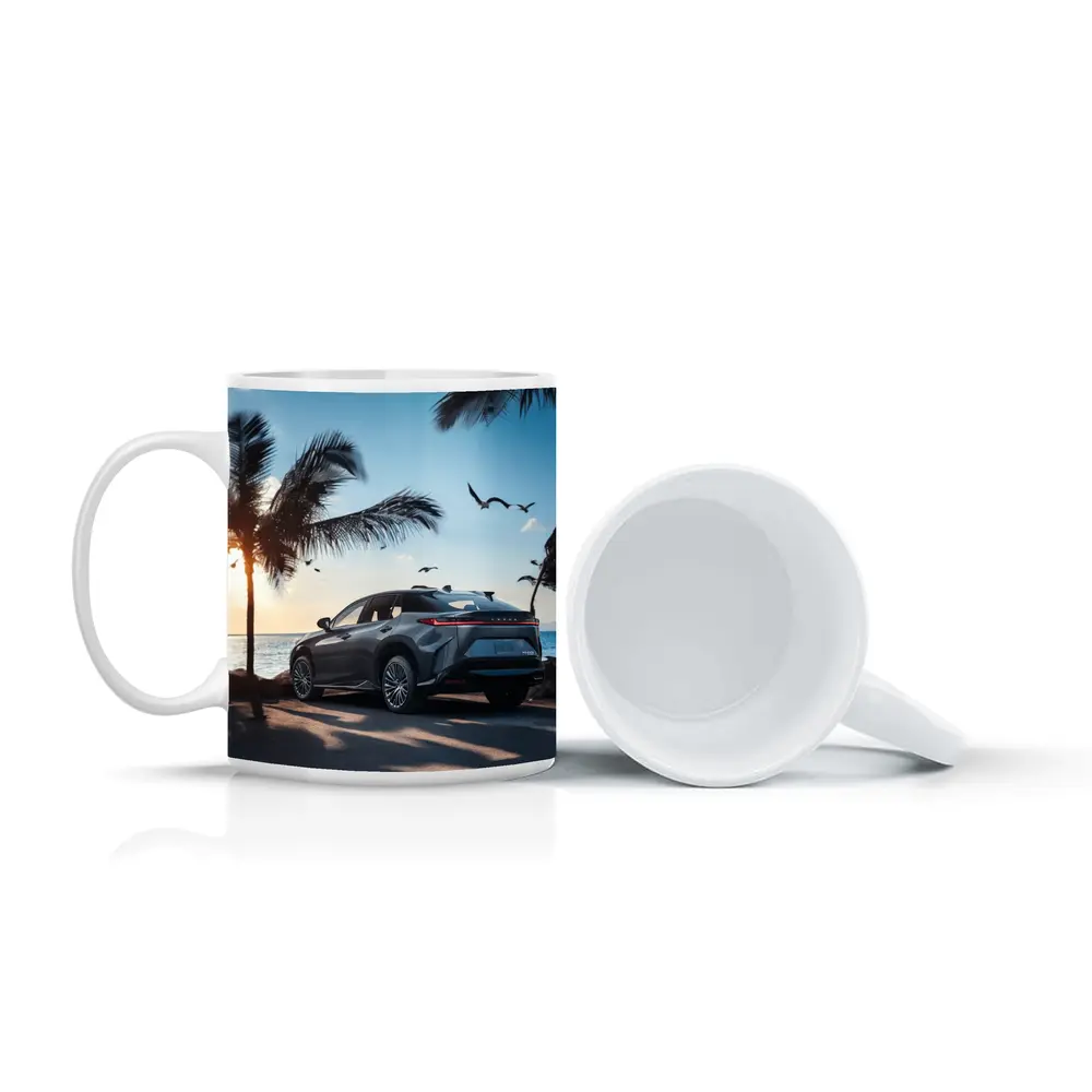 Lexus RZ Parked By Tropical Beach Sunset – Mugs