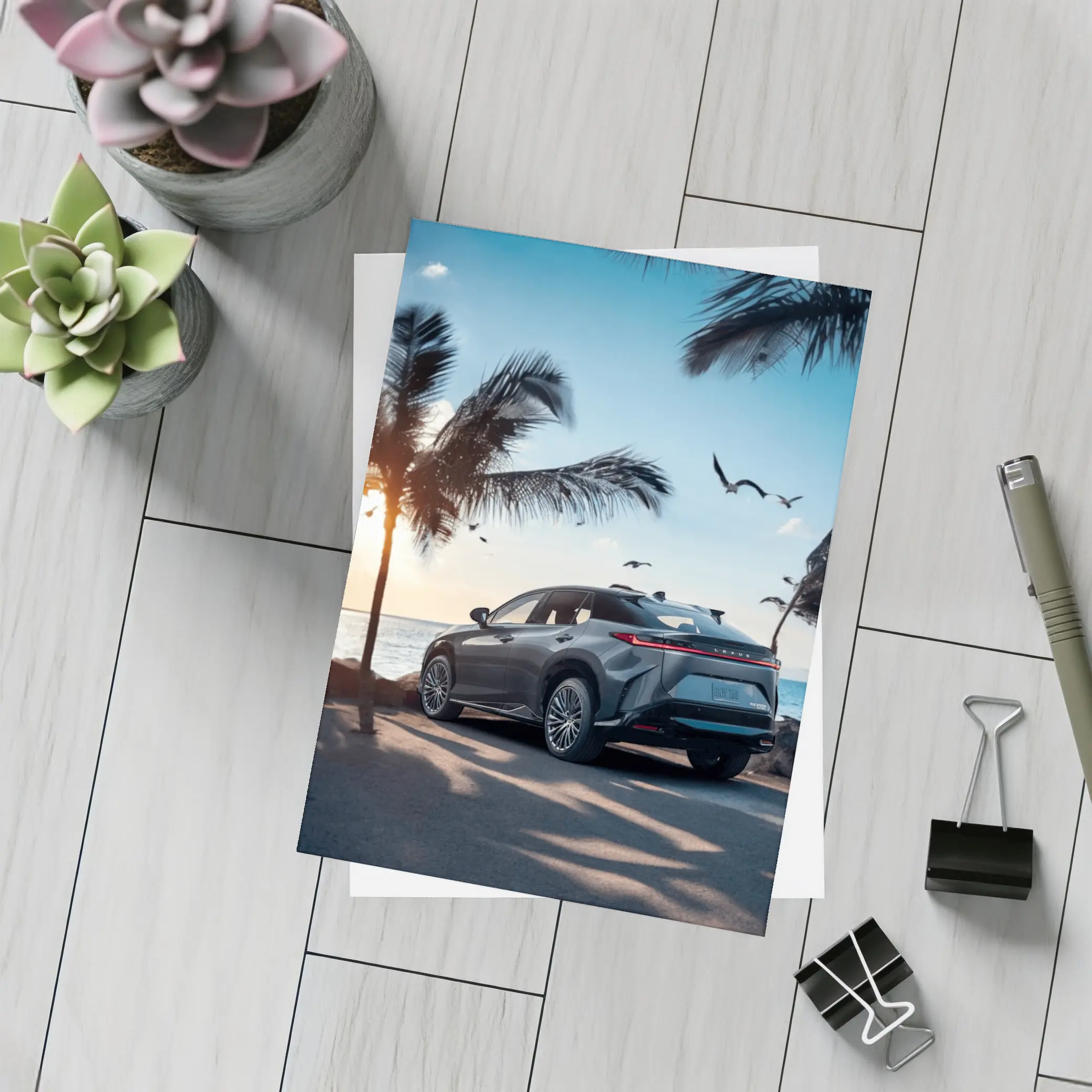 Lexus RZ Parked By Tropical Beach Sunset – Postcards