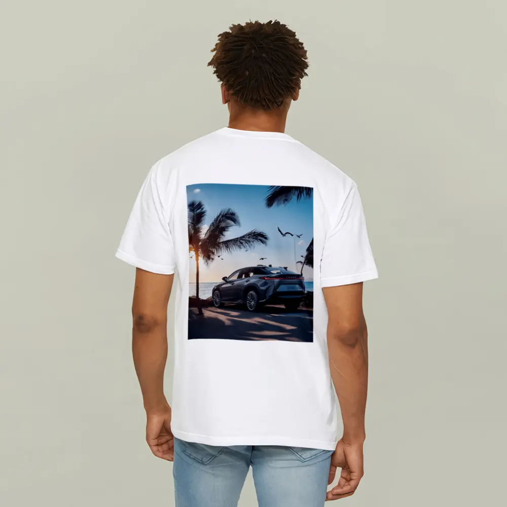 Lexus RZ Parked By Tropical Beach Sunset – T-Shirts