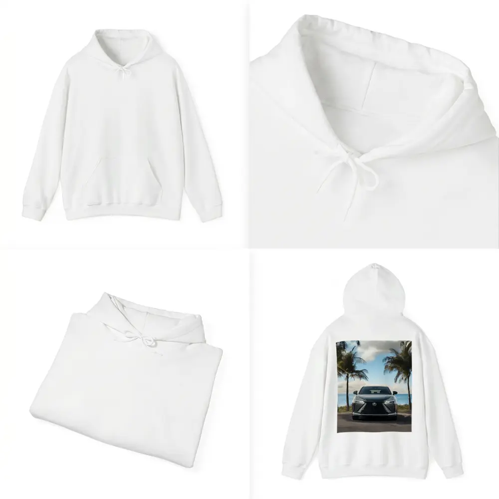 Lexus RZ Front View Beach Palm Trees – Hoodies