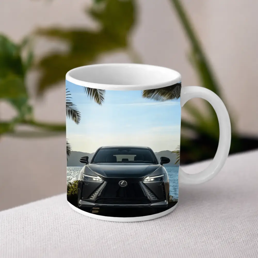 Lexus RZ Front View Coastal Palm Setting – Mugs