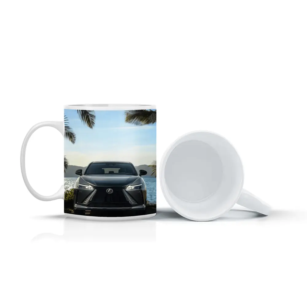 Lexus RZ Front View Coastal Palm Setting – Mugs