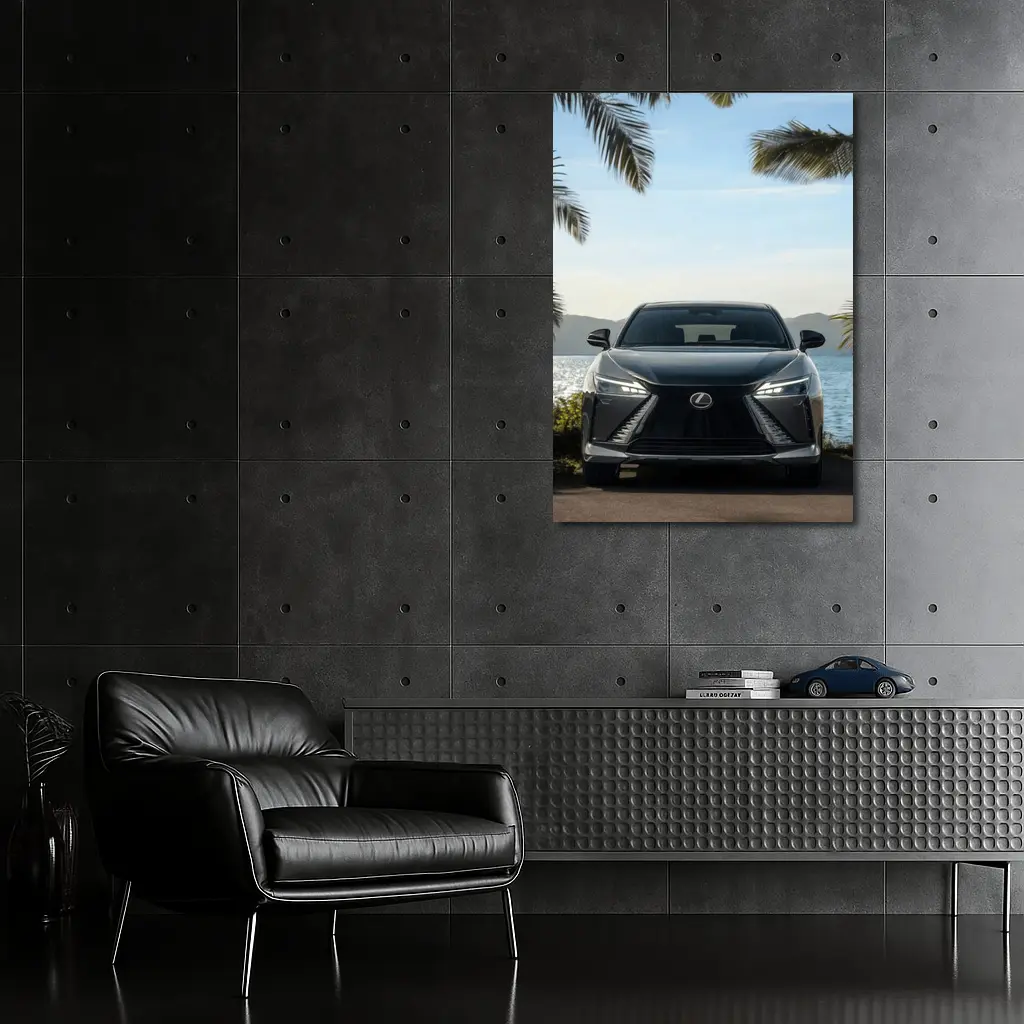 Lexus RZ Front View Coastal Palm Setting – Wall Art