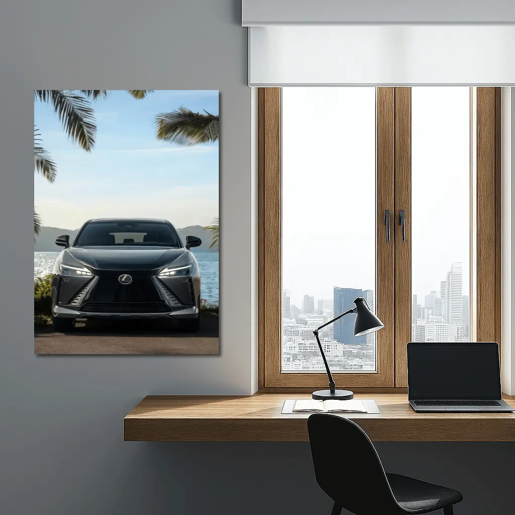 Lexus RZ Front View Coastal Palm Setting – Wall Art