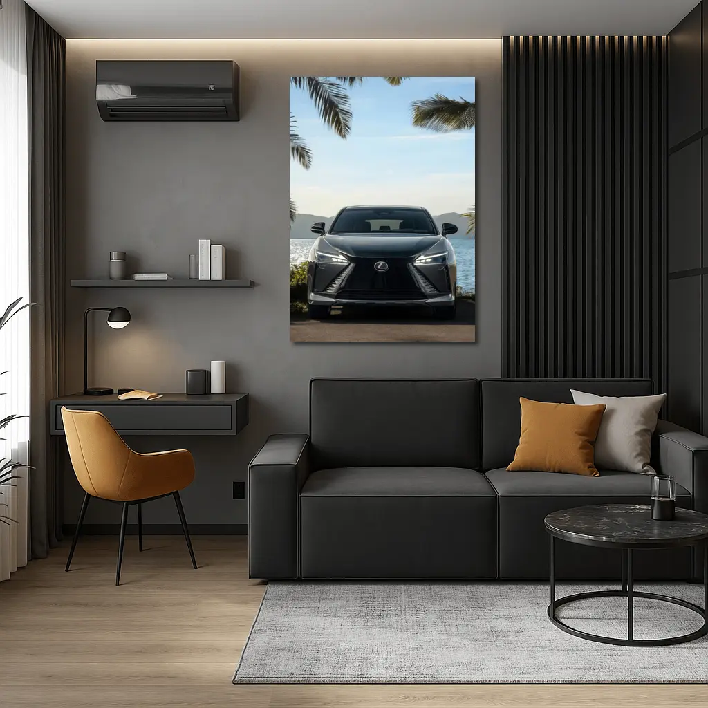 Lexus RZ Front View Coastal Palm Setting – Wall Art